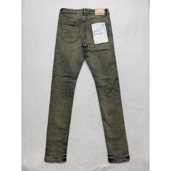 Purple-Brand P001 Slim Fit Indigo Oil Repair Men's Size 29x32 Distressed Jeans - Picture 3 of 15